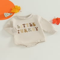 Baby Girls casual crewneck romper novorođenčad slovo dugih rukava Ispiši odjeću zahvalnosti