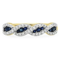 Kolekcija Dazzlingock 10k Blue Sapphire & White Diamond Bridal Swirl Wedwird Wedding bend, Žuto zlato,