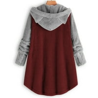 Ženski kaput s gumbom patchworl vrhovi pulover s kapuljačom labavi džemper bluza plus veličina hot6sl4884597