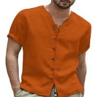 Paille Muške ljetne košulje s kratkim rukavima V Vreći za izrez Vintage Dnevna nosi majicu Orange 2xl