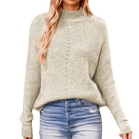 Koaiezne ženske modne čvrste boje polu kornjače džemper od labave veličine izdubite džemper