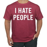 Mrzim ljudi antisocijalna introvertna grafička majica humora, vintage heather plava, velika