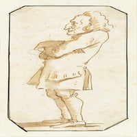 Karikatura muškarca sa rukama preklopljenim, stojite u profilu lijevog plakata ispisa Giovanni Battista