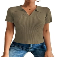 Kabreze ženske polo nakloni pletene teeset street rib pletene majica na otvorenom T majice Slim Fit
