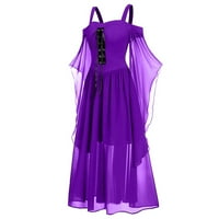 Symoidne ženske haljine - WOMNE Plus size Čvrsto hladno rame Leptir rukav čipka za Halloween haljina