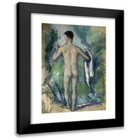 Paul Cézanne crna modernog uokvirenog muzeja Art Print pod nazivom - Stojeći bather, viđen sa leđa