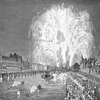 Pariz: Pont Neuf, 1745. Nparisusci gledajući vatromet na Pont Neufu 1745. Nakon savremenog graviranja.