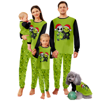 Porodica koja se podudara sa božićnim plaškom set za spavanje Sretan božićni claus crtani zeleni tiskani