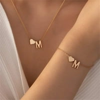 Miyuaadkai ogrlice Početna ogrlica od ogrlice od srca Narukvica Poklonjena početna ogrlica A Z abeceda