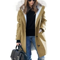 Jesenske jakne žene sa kapuljačom sa kapuljačom čvrstog i dugotrajnog labavog kaputa s dugim rukavima kaput od jakne klasa