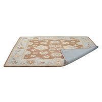 Rugsotički tepih ručno srušeno, orijentalna vuna kvadratna prostirka, smeđa, svijetloplava, 10'x10 '