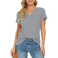 Hanzidakd ženske košulje casual vrhovi Ljetni kratki rukav V izrez Modni majica