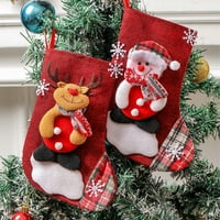 WolLallyMy božićni čarapa Snowman Santa Claus Elk tkanina poklon bombona Torba Višestruki pakiranje