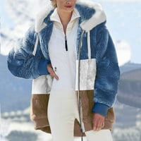 Ženska fluftana kaputa od runa, dugih rukava puna zip šerpa jakna s kapuljačom toplim džemper odvojeno