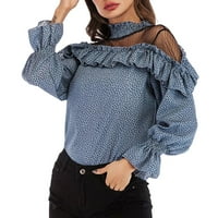 Ženska bluza Šifon košulja Modni slobodno vrijeme Opružni mrežirani mrežica patchwork ruffle polka dot