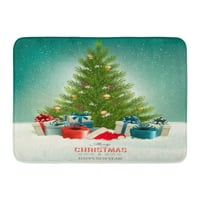 Snow Green Bo Božić s drvetom i poklonima sa santa šeširom crvene pejzažne pejserone prostirke vrata 23.6x
