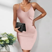 Lovskoo Womins Ljetne haljine Trendy Sexy Casaul Solid Cams CAMIS prsluk bez rukava mini haljina ružičasta