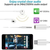 C do AU kabla, USB C do ženskog adaptera, tip C u audio adapter za oglasne slušalice za uklanjanje buke OnePlus 8T priključak za pretvarač za pretvarač za onePlus 7t PRO, bijeli
