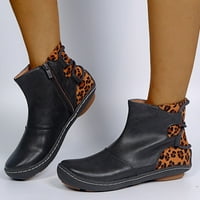 Retro ženske kožne ravne čipke serpentine print kratkih čizme Okrugle cipele za nožne prste