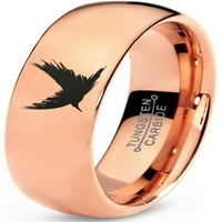 Volfram ptica Flying Wings Aves Band prsten Muškarci Žene Udobne cipele 18K ružičasto zlatno kupolo