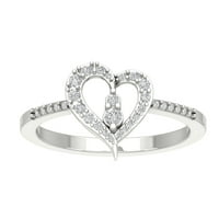 Araiya 10k bijeli zlatni dijamantni prsten od srca, veličine 10