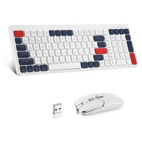 Urban punjiva bežična tastatura i miš, kvenstvo za mlijeko Puno veličine 2. GHZ & Bluetooth šarene tastature,