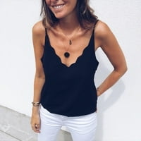 Crni usjev vrhovi za žensko novo ljeto čipka V-izrez Solid Boja košulja za košulju od kratkih rukava