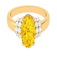 Laboratorija odrasli žuti safirni prsten sa moissine za žene, 14k žuto zlato, US 3,50