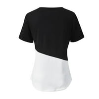 Ženske košulje dame kontrast šivanje kratkih rukava Ležerne prilike modni vrhovi za žene crne xxl