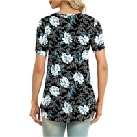 Ženski vrhovi Womens V izrez čipke patchwork vrhovi kratkih rukava T-majice tiskane majice Tuničke vrhove