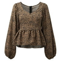 Dame Elegantna mekana košulja dugih rukava V-izrez casual bluze Leopard Print Šifon modna majica Top