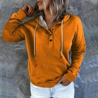 Scyoekwg FALD moda za žene Dugme za pulover za pulover sa džepom vrhovi Ležerne prilike Ležerne prilike