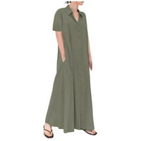 Tking Fashion Womens Ljeto plus veličina Ležerne košulje Haljine Labavi kratki rukav V-izrez Pockets