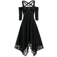 Haljine renesansne haljine za žene haljine gotičke haljine vintage čipka up haljina crna xx-velika