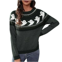 Pulover džemperi za žene plus veličine vrhova pletena prekrivačica dugih rukava s dugim rukavima Halloween