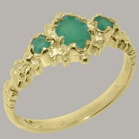 Britanci napravio 18k žuti zlatni prsten za prsten za prirodnu smaragdu, opcije veličine - veličine