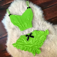 PXiakgy donje rublje za žene Žene V-izrez mrlja Camisole Pajamas Bowknot Shorts Set Green + S