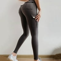 EGMY multi džepovi rastezljive joge fitness hlače Ženske utečene seksi sportske hlače visoke struke