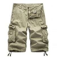 Teretne kratke hlače za muškarce opušteno fit planinarski elastični struk pamuk kratke hlače multi džepni