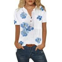 Majica Dyfzdhu za žene kratki rukav ljetni modni casual trendi tiskani tiskani majica majica izrez majice
