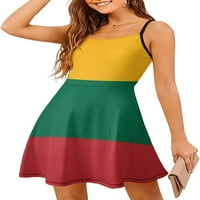 Litva zastava za žensku ljetnu haljinu plaža Sunny Funny tiskani mini bez rukava