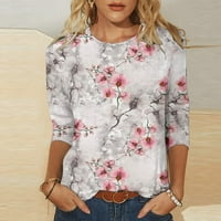 Jsaierl duljina rukav ženski vrhovi ljetni trendy okrugli vrat T majice cvjetni print radovi Tunika