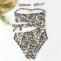 Leopard kupaći kostim za žene bandeau bikini s ramena bez rukava bez rukava od kupaći kovice Tankni