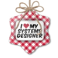 Božićni ukras I Heart Love Moji dizajner sustava Crveni plaid Neonblond