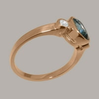 Britanci napravio je 9k ružični zlatni prsten sa prirodnim londonskim plavom topazom i kubnim cirkonijskim