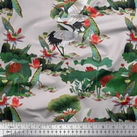 Sandhill combric combric tkanina za soimoi, lišće i lutus cvjetno otisnuto zanatsko tkanina od dvorišta