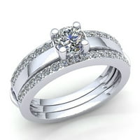 Originalna 0,75ct Round Cut Diamond Dame Bridal Solitaire Golvers Angažova prstenasto 10k ruža, bijela