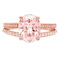 2.32ct ovalni rez ružičasti simulirani dijamant 18k ružičasta ruža zlato ugraviranje Izjava bridalne