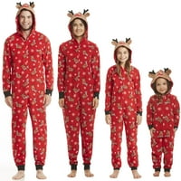 Xingqing Božićna porodica podudaranje sa hoodie pidžamama jedan džepni patentni zatvarač PJS za odrasle