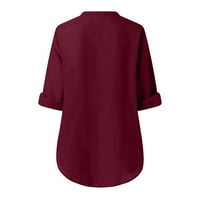 Penskeiy Womens vrhovi ženske ljetne majice s dugim rukavima Zip Casual Tunic V-izrez za bluzu V-izrez